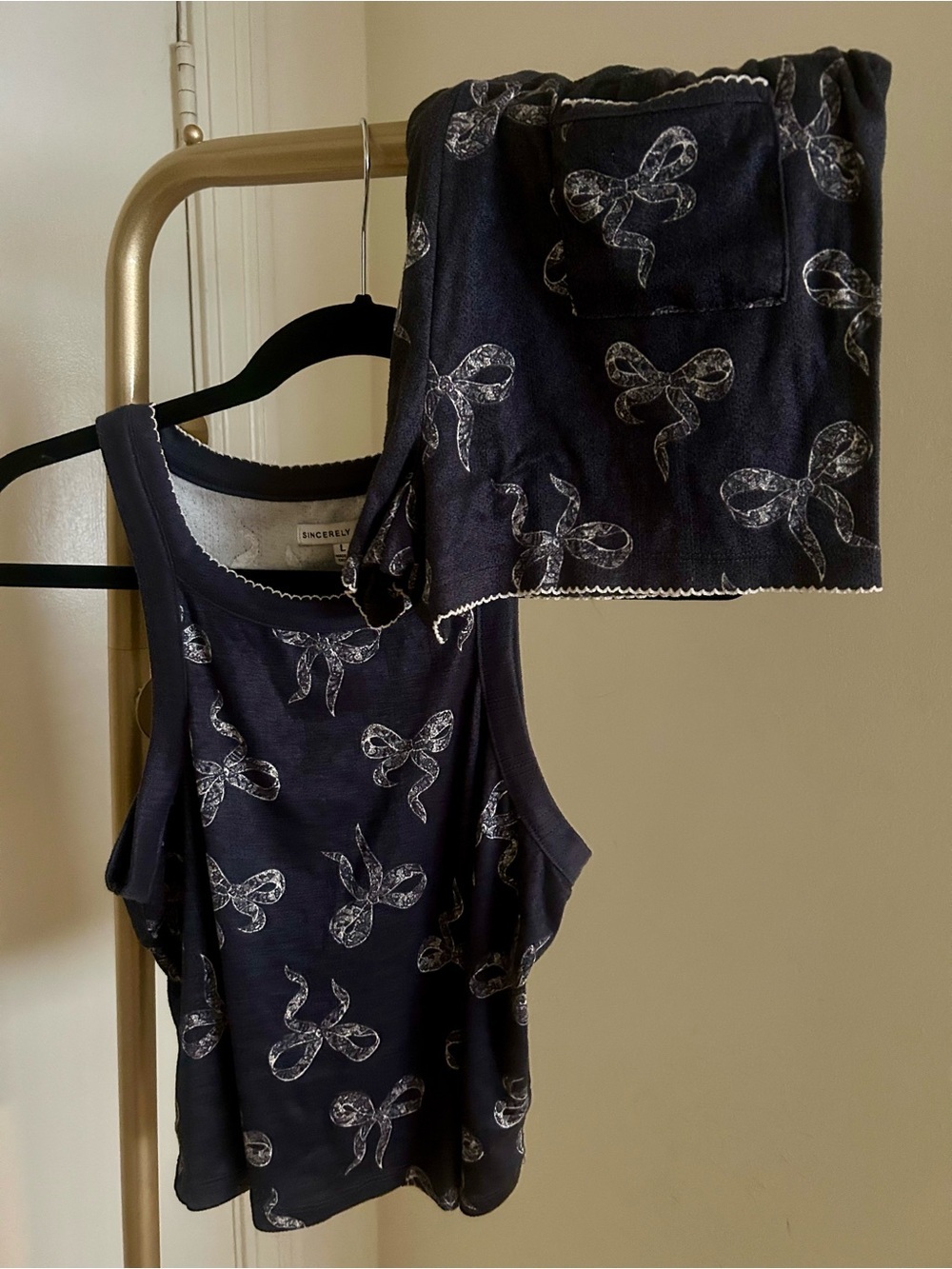 Sincerely Jules Navy & White Floral-Print Pajama Set Matching Lounge Set Size L